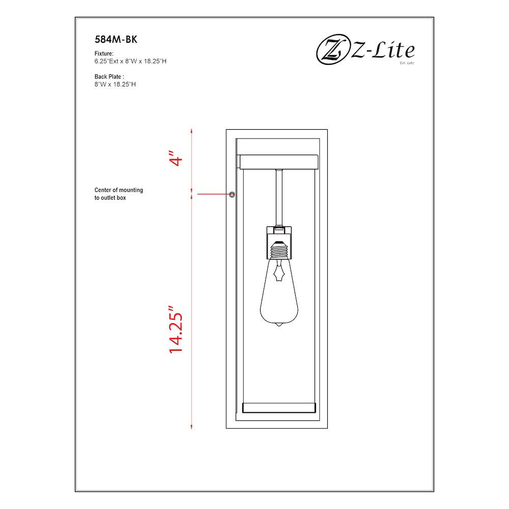 Z-Lite 1 Light Outdoor Wall Light. Picture 9