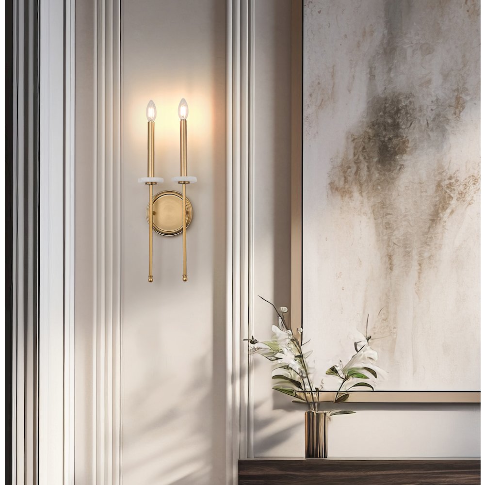 Z-Lite 2 Light Wall Sconce, Mordern Gold. Picture 6