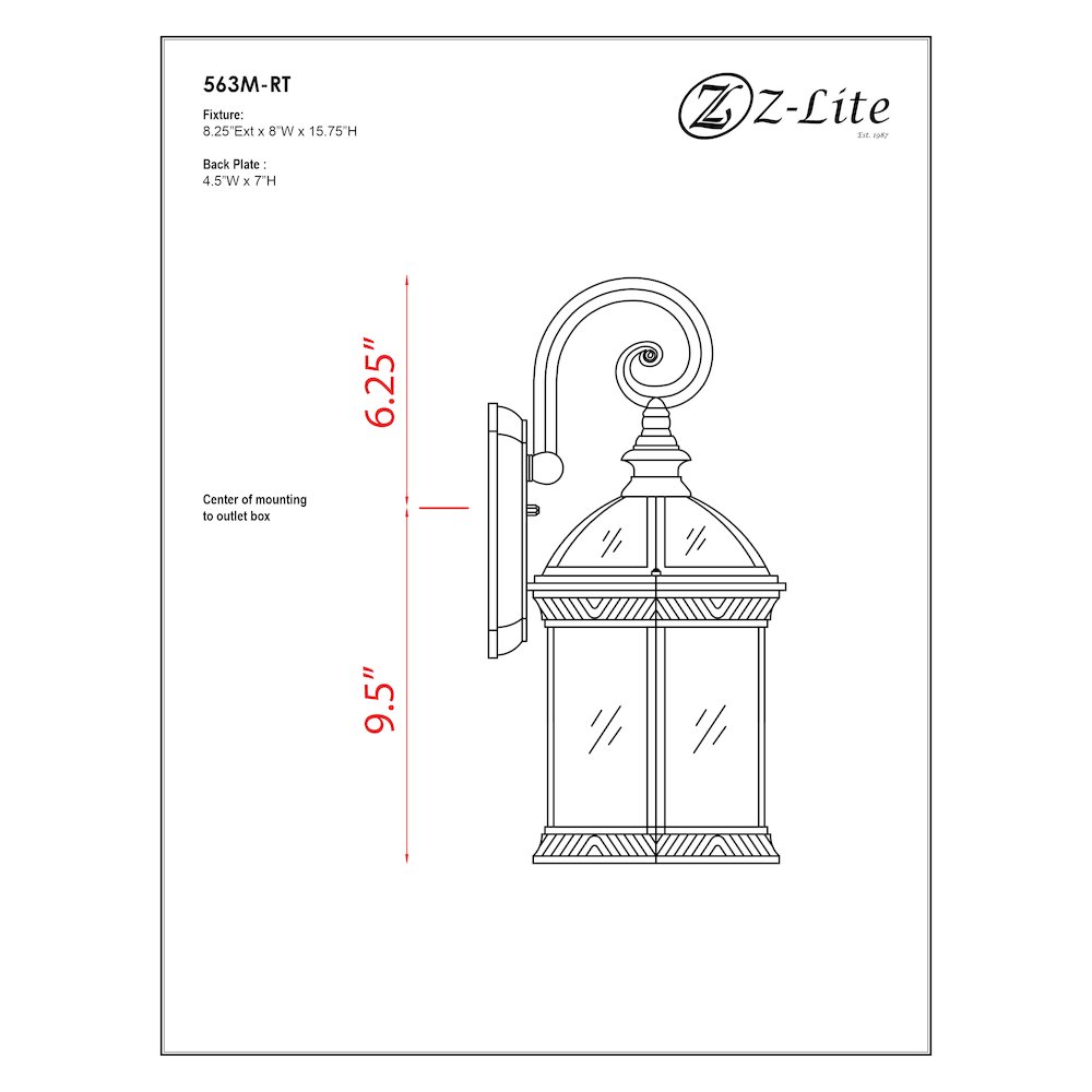 Z-Lite 1 Light Outdoor Wall Light. Picture 6