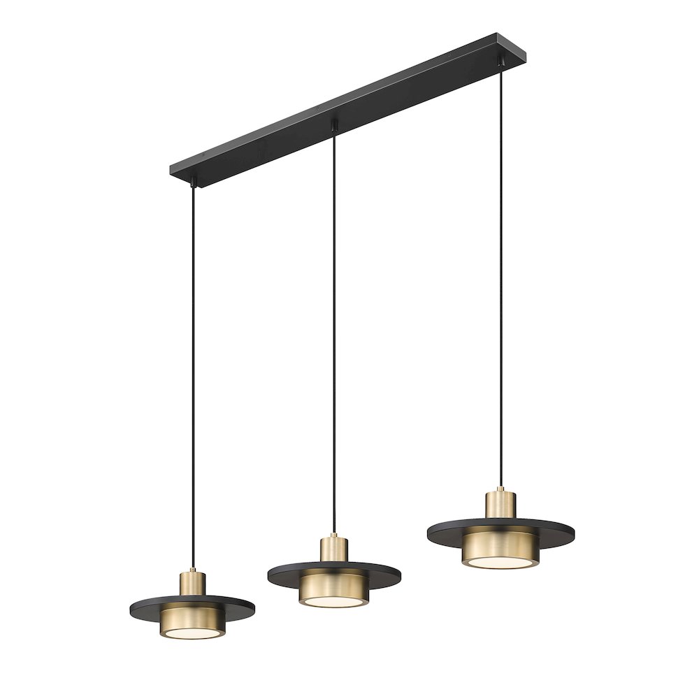 Z-Lite 3 Light Linear Chandelier, Matte Black + Modern Gold. Picture 3
