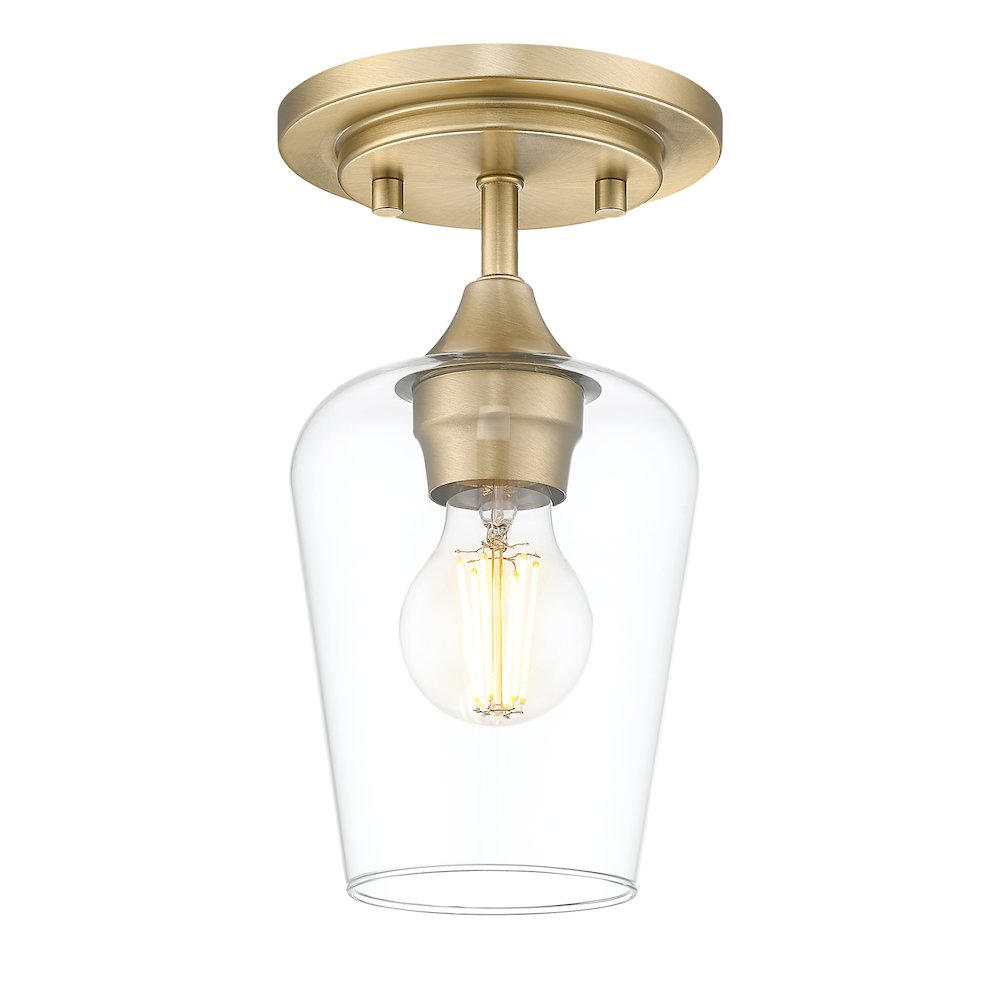 Z-Lite 1 Light Flush Mount, Burnished Brass. Picture 3
