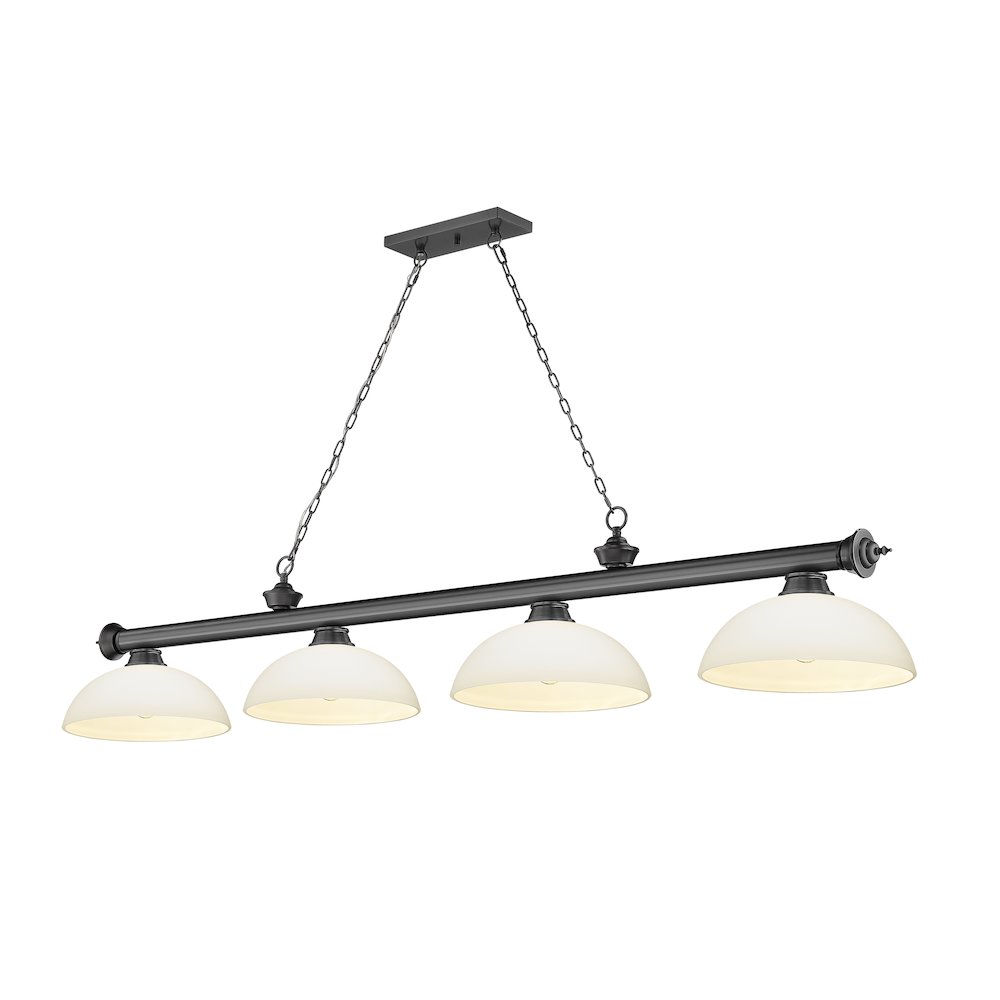 Z-Lite Cordon 4 Light Billiard, Steel Frame, Matte Opal Shade Color. Picture 1