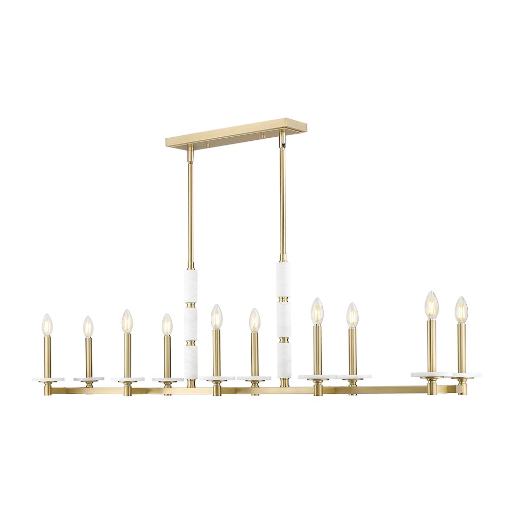 Z-Lite Kaden 10 Light Linear Chandelier in Modern Gold color, Steel frame. Picture 3