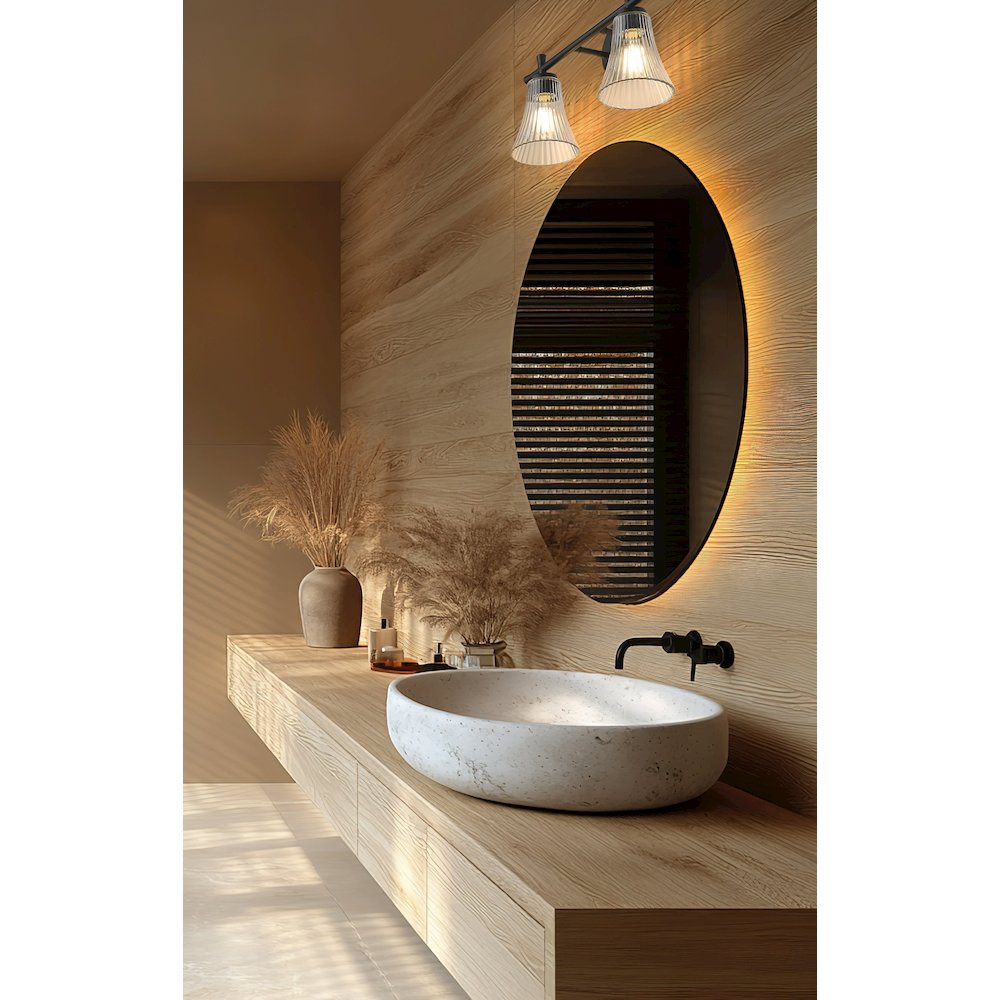 Z-Lite Belle 2 Light Vanity in Matte Black color, Steel frame. Picture 6