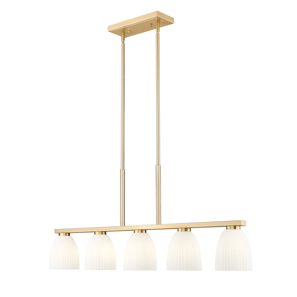Z-Lite Naya 5 Light Linear Chandelier in Modern Gold color, Steel frame. Picture 1