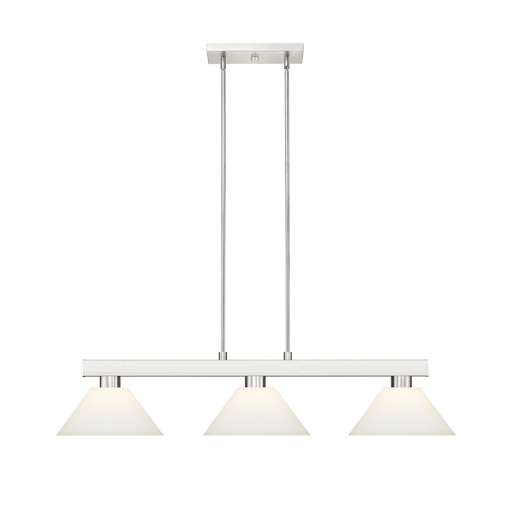 Z-Lite Cobalt 3 Light Billiard, Steel Frame, Matte Opal Shade Color. Picture 2