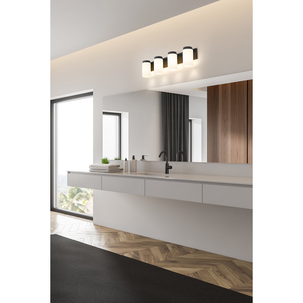 Z-Lite Burk 4 Light Vanity, Matte Black. Picture 6