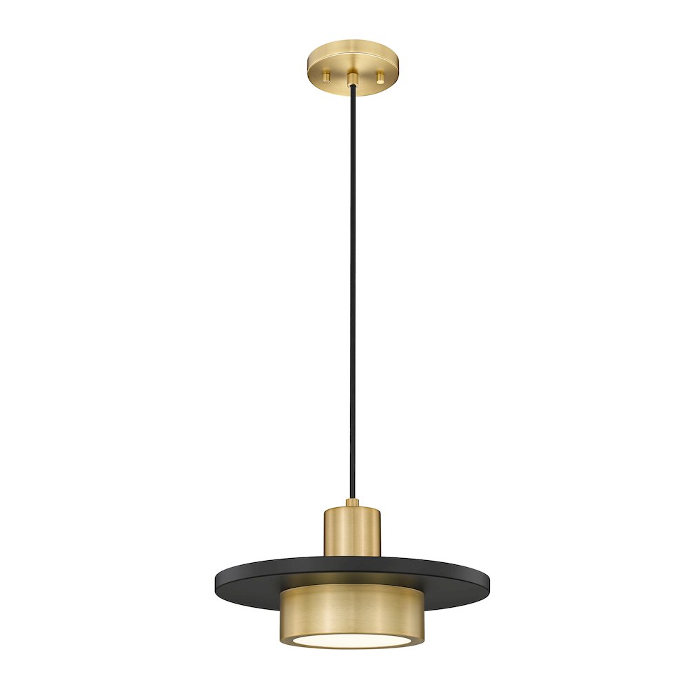 Z-Lite 1 Light Pendant, Matte Black + Modern Gold. Picture 1