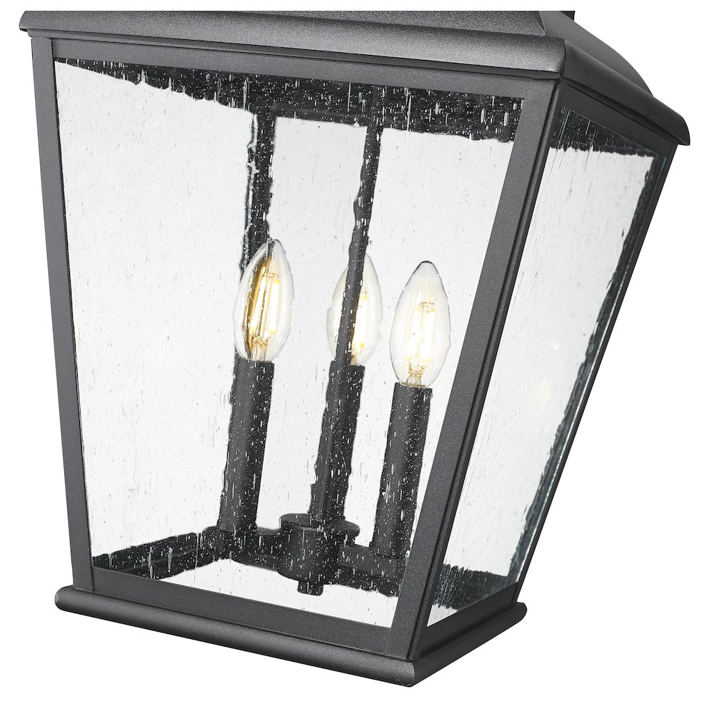 Z-Lite 3 Light Outdoor Chain Mount Ceiling Fixture, Sand Black. Picture 4