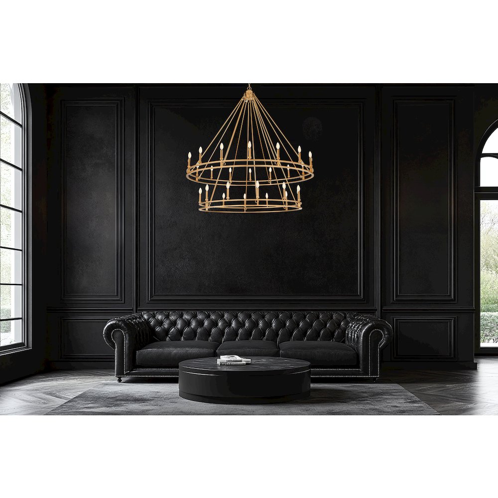 Z-Lite Dennison 28 Light Chandelier in Signature Brass color, Steel frame. Picture 6
