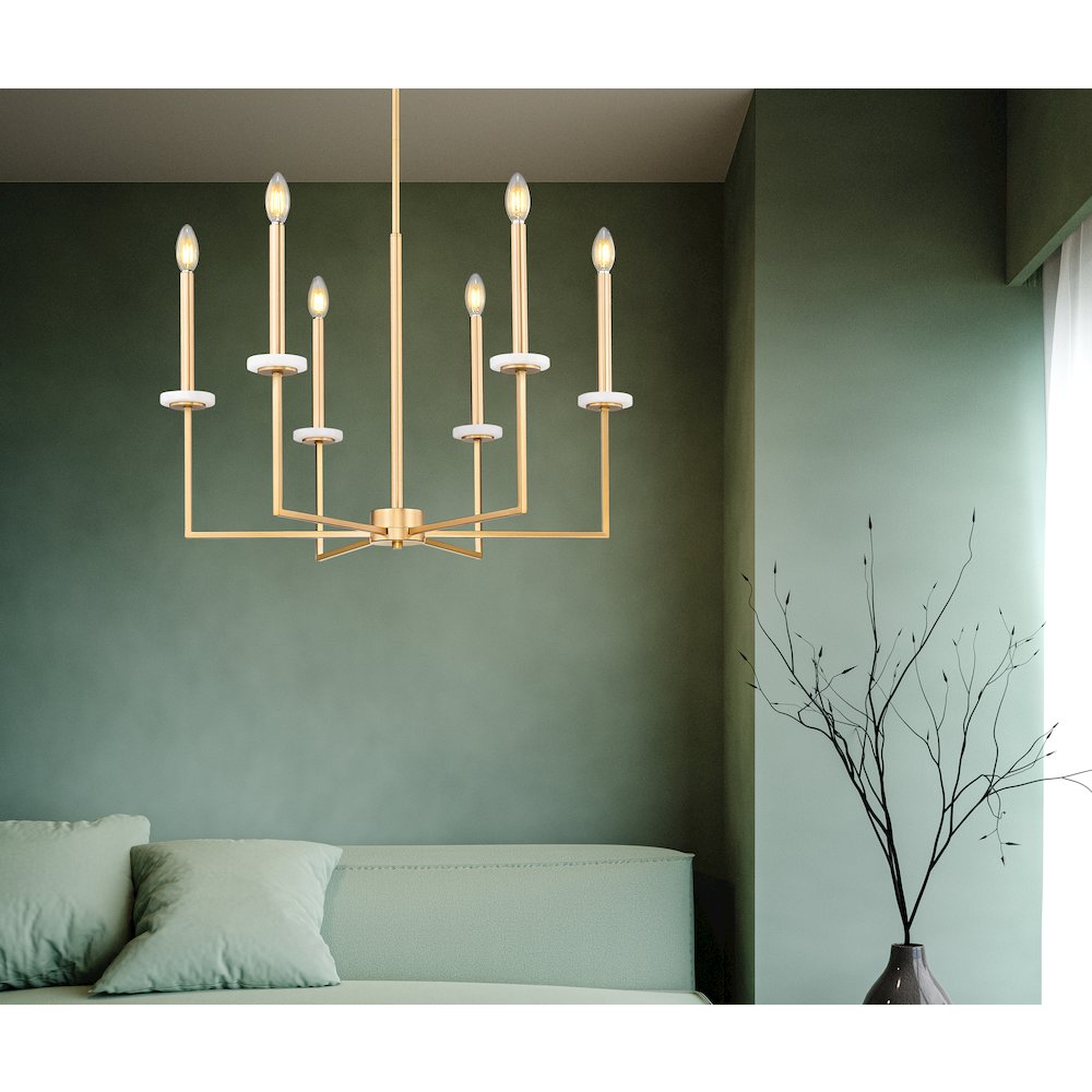 Z-Lite 6 Light Chandelier, Mordern Gold. Picture 5