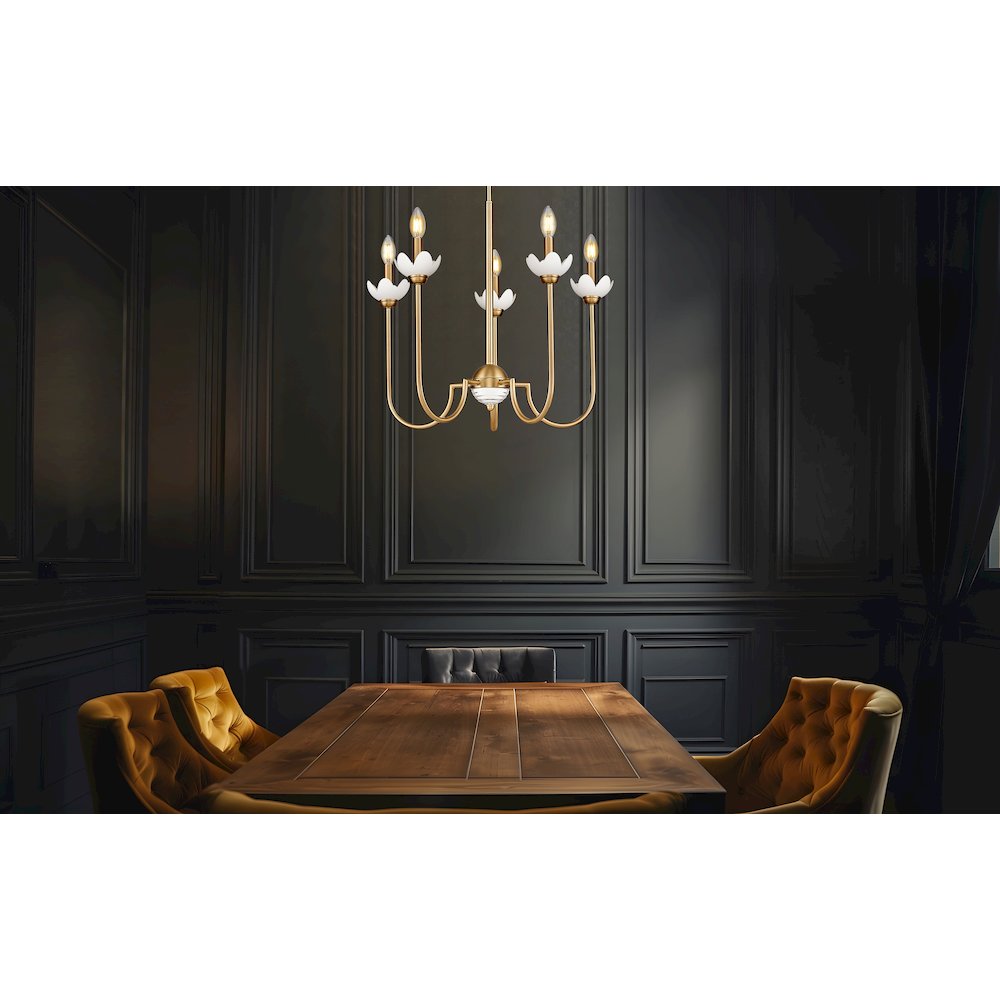 Z-Lite Allistair 5 Light Chandelier in Modern Gold color, Steel frame. Picture 6