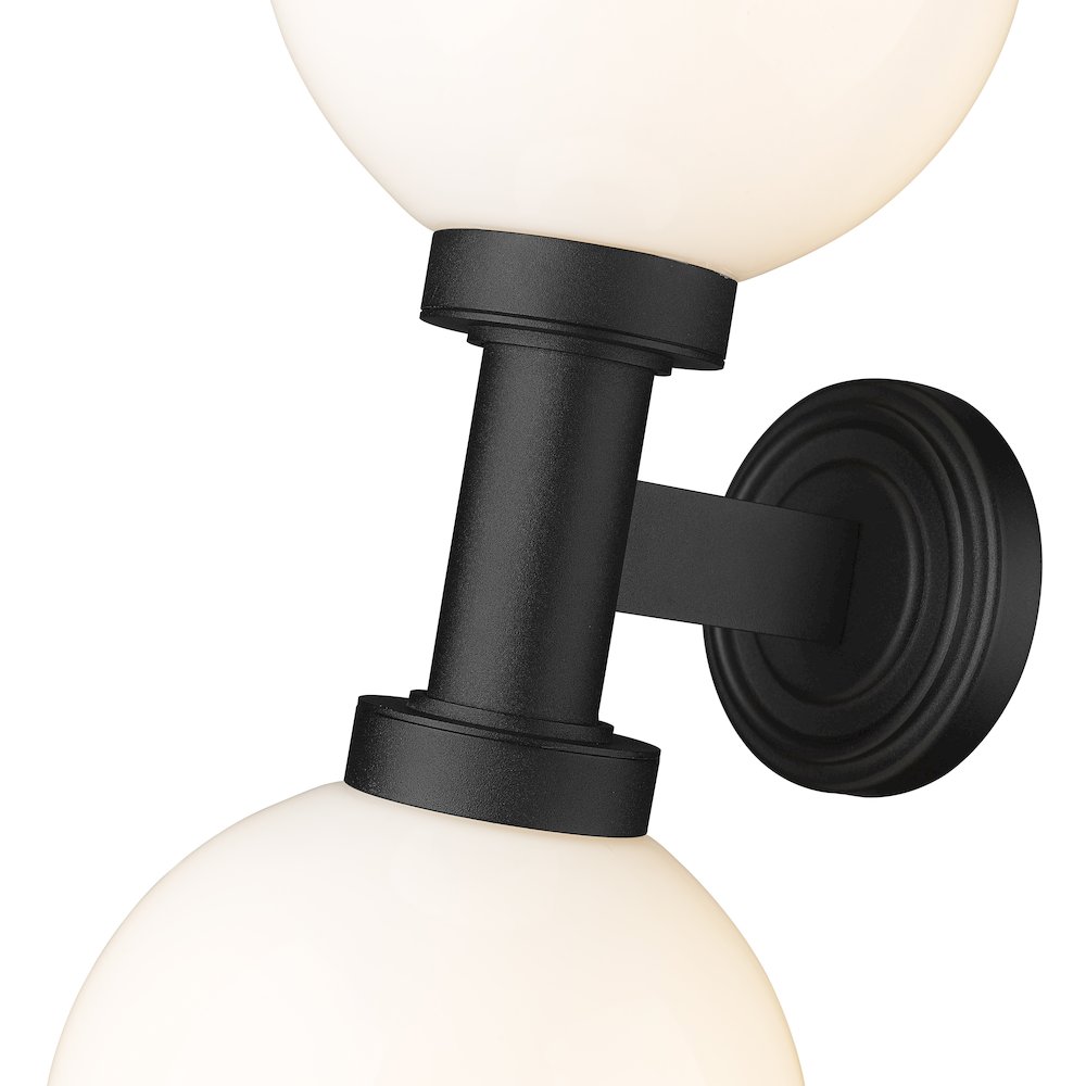 Z-Lite Laurent 2 Light Outdoor Wall Light in Black Frame Finish. Picture 4