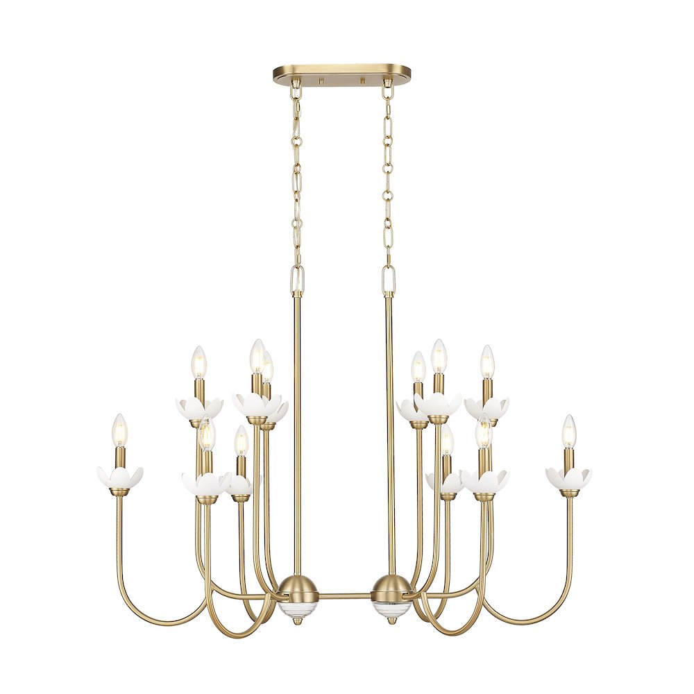 Z-Lite Allistair 12 Light Linear Chandelier in Modern Gold color, Steel frame. Picture 1