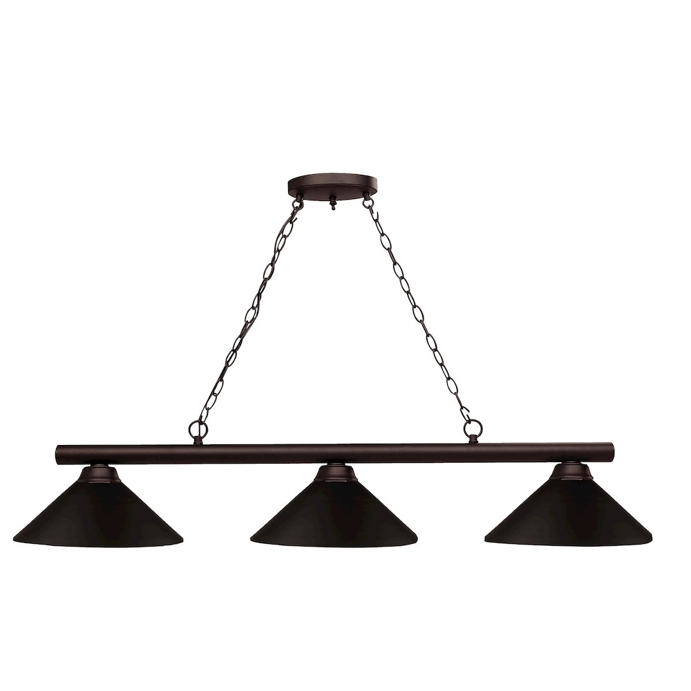 Z-Lite Shooter 3 Light Billiard, Steel Frame, Bronze Shade Color. Picture 1
