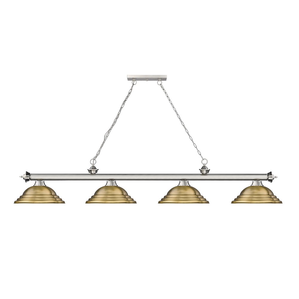 Z-Lite Cordon 4 Light Billiard, Steel Frame, Rubbed Brass Shade Color. Picture 2