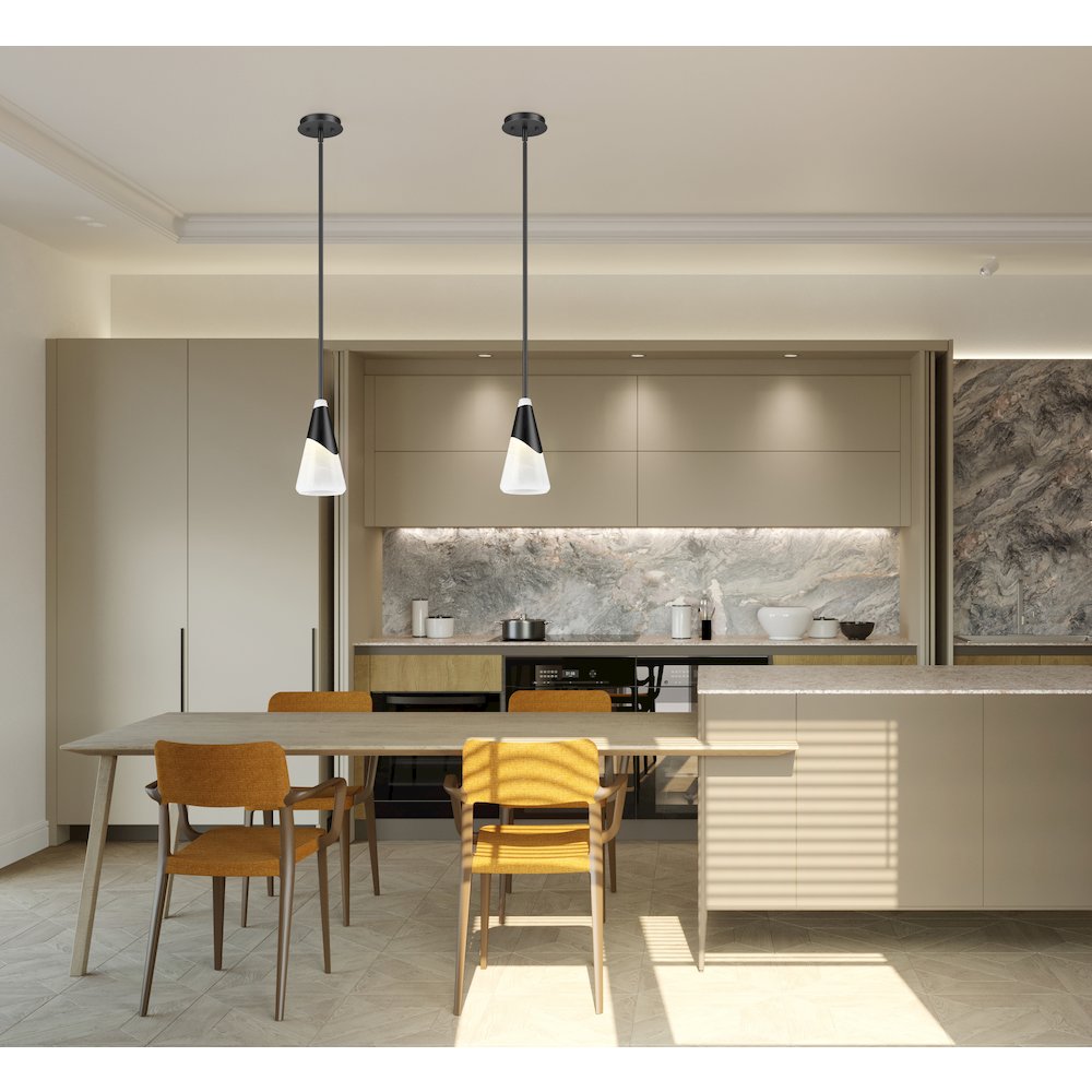 Z-Lite Aimie 1 Light Pendant, Matte Black. Picture 7