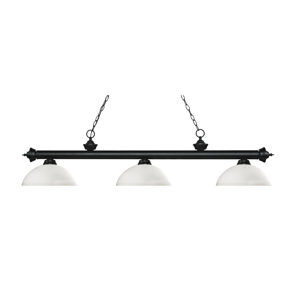 Z-Lite Riviera 3 Light Billiard, Steel Frame, Matte Opal Shade Color. Picture 1