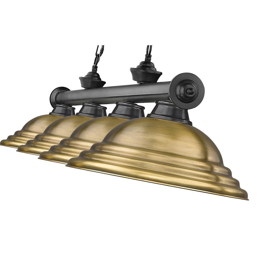 Z-Lite Cordon 4 Light Billiard, Steel Frame, Rubbed Brass Shade Color. Picture 4