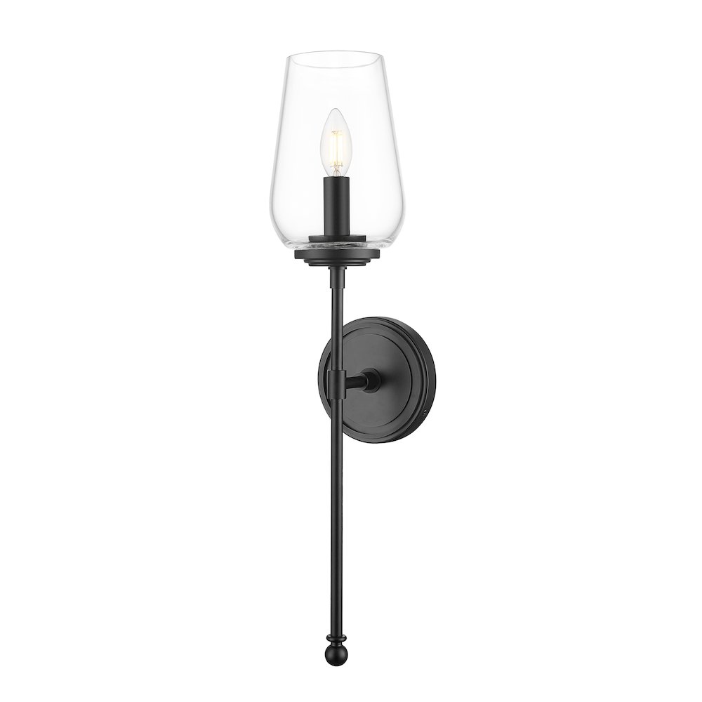 Z-Lite 1 Light Wall Sconce, Matte Black. Picture 1