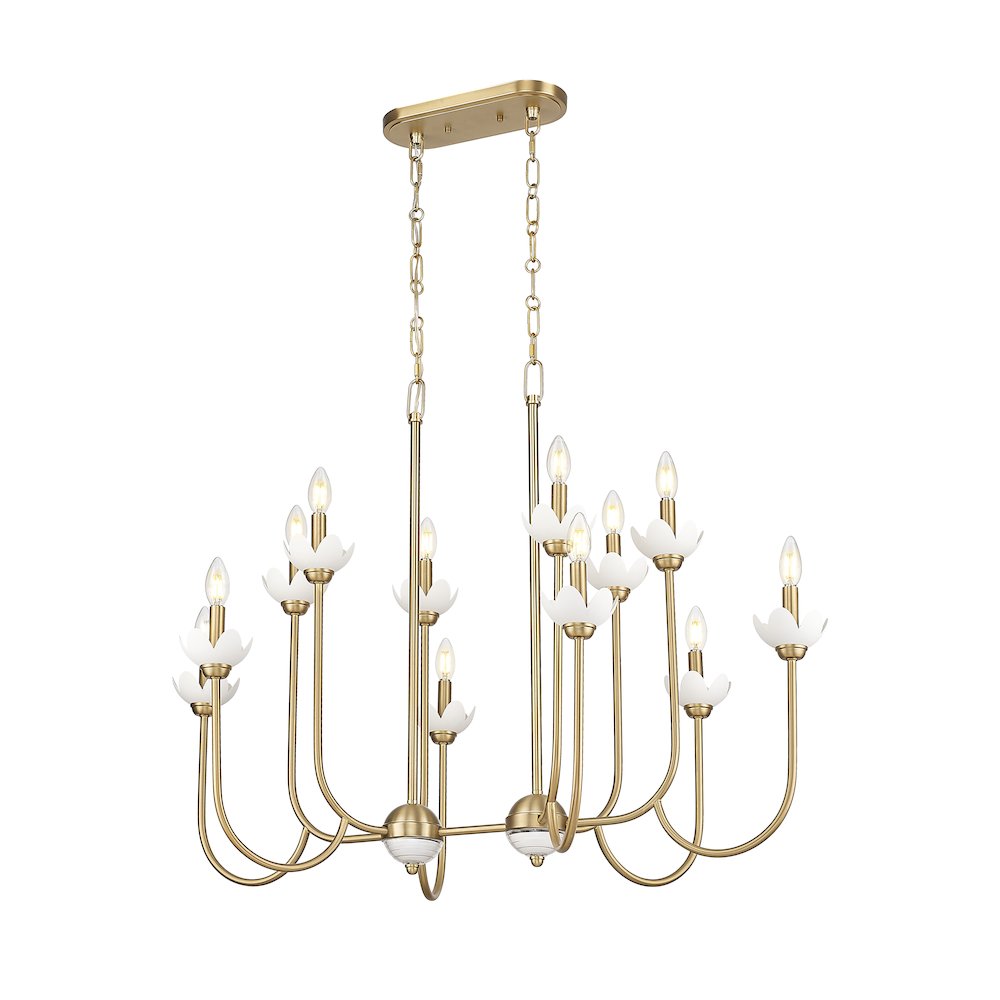 Z-Lite Allistair 12 Light Linear Chandelier in Modern Gold color, Steel frame. Picture 2