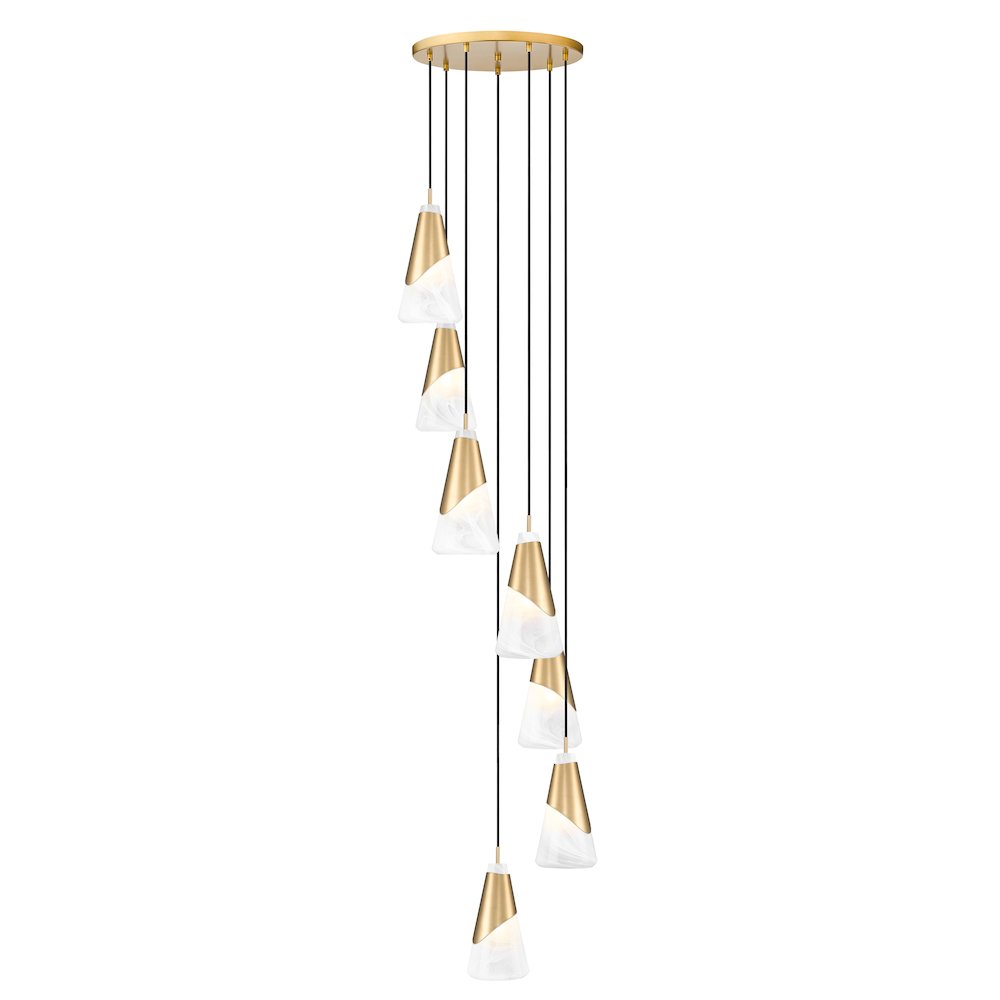 Z-Lite Aimie 7 Light Chandelier, Modern Gold. Picture 1