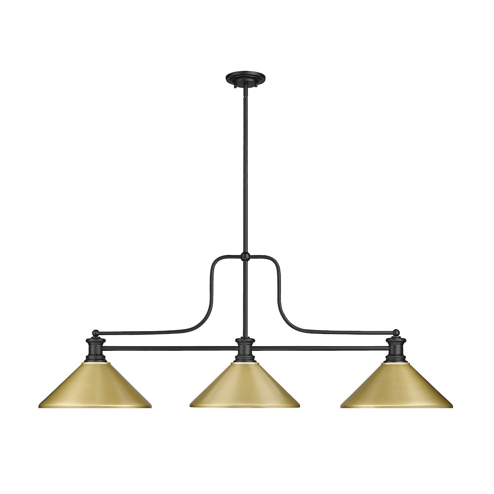 Z-Lite Melange 3 Light Billiard, Steel Frame, Satin Gold Shade Color. Picture 2