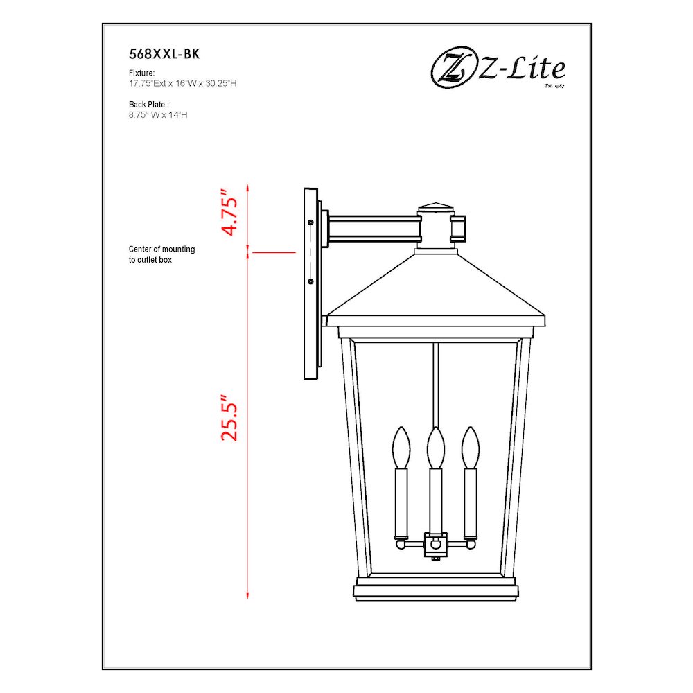Z-Lite 4 Light Outdoor Wall Light. Picture 9