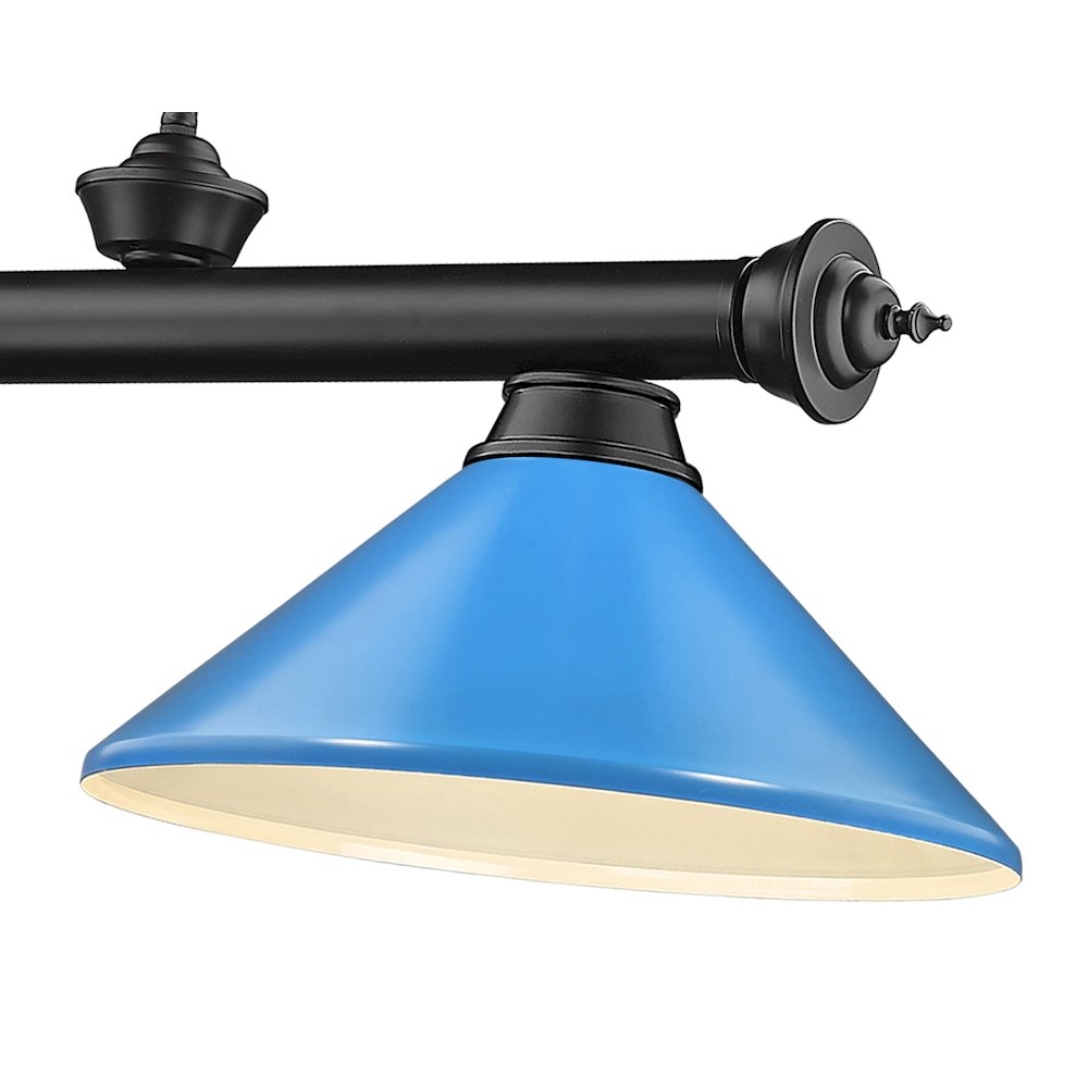 Z-Lite Cordon 3 Light Billiard, Steel Frame, Electric Blue Shade Color. Picture 4