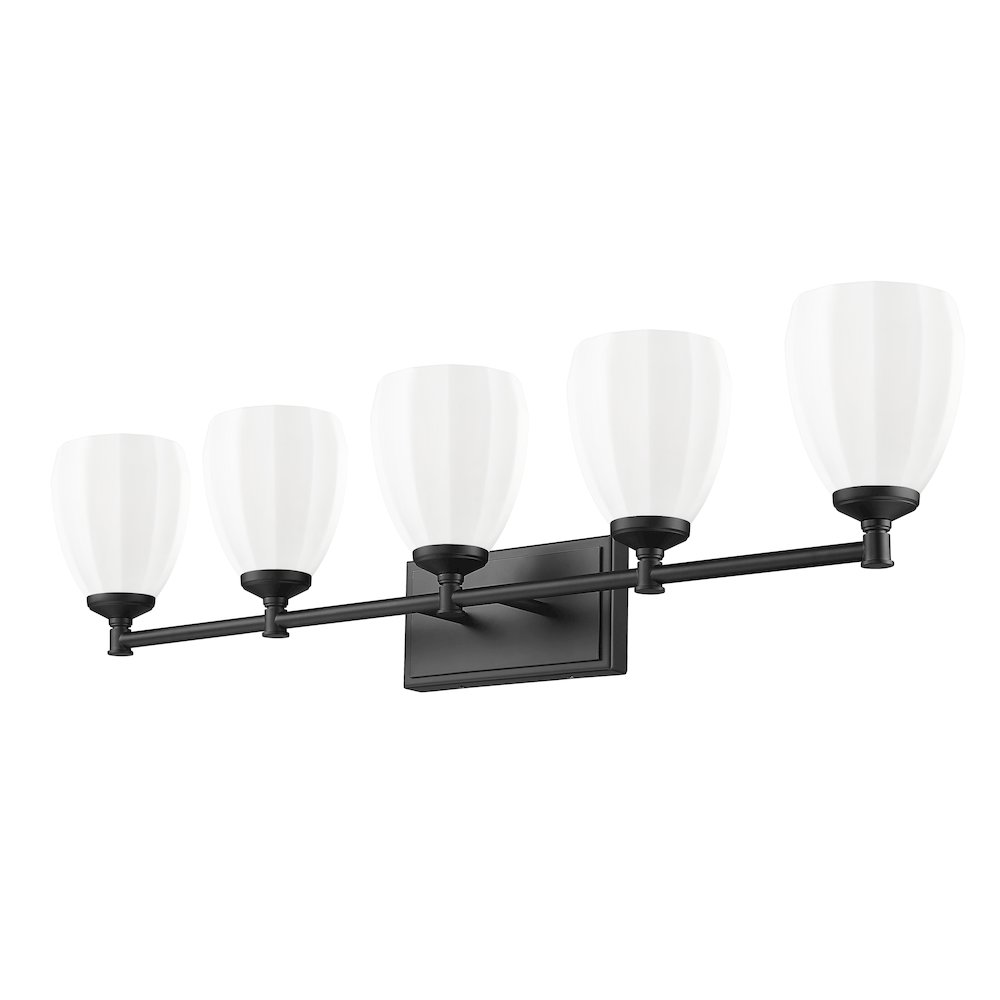 Z-Lite Oren 5 Light Vanity in Matte Black color, Steel frame. Picture 5