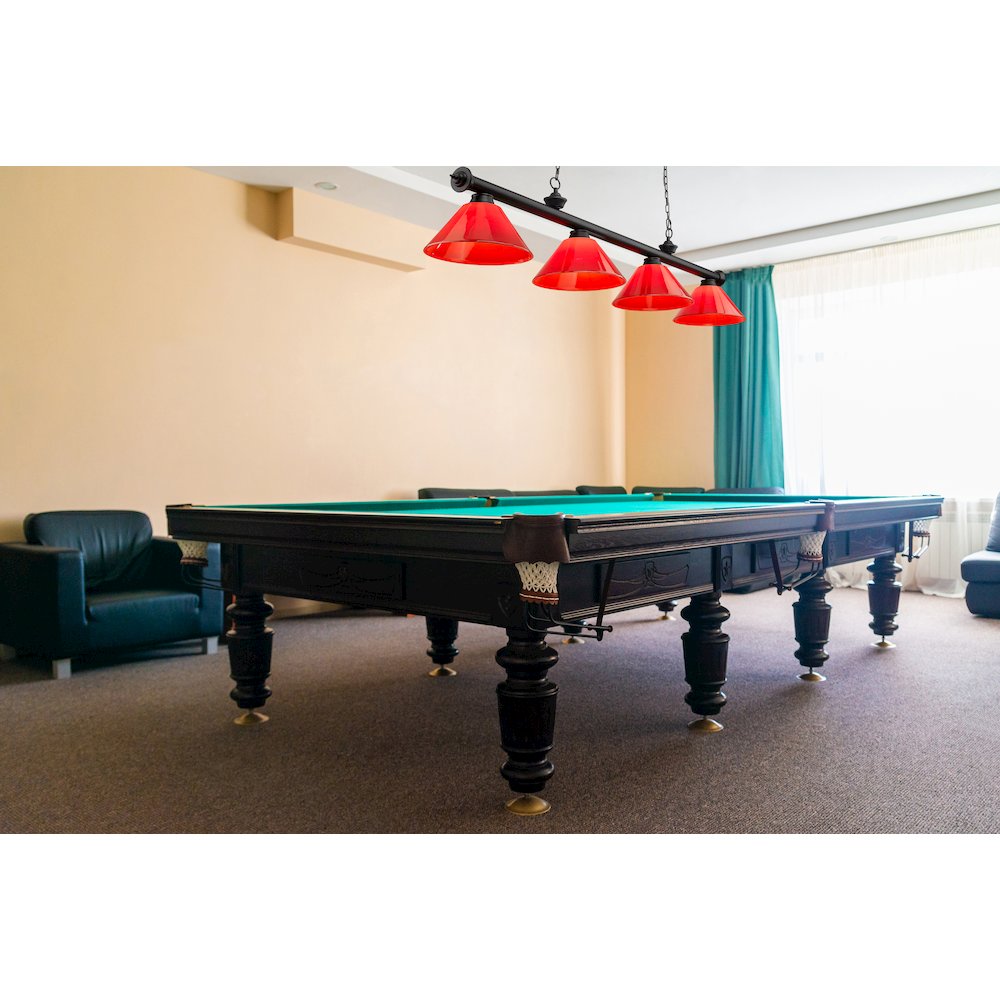 Z-Lite Cordon 4 Light Billiard, Steel Frame, Red Shade Color. Picture 6