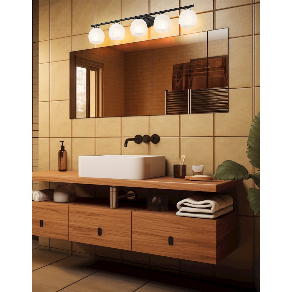 Z-Lite 5 Light Vanity, Matte Black. Picture 6