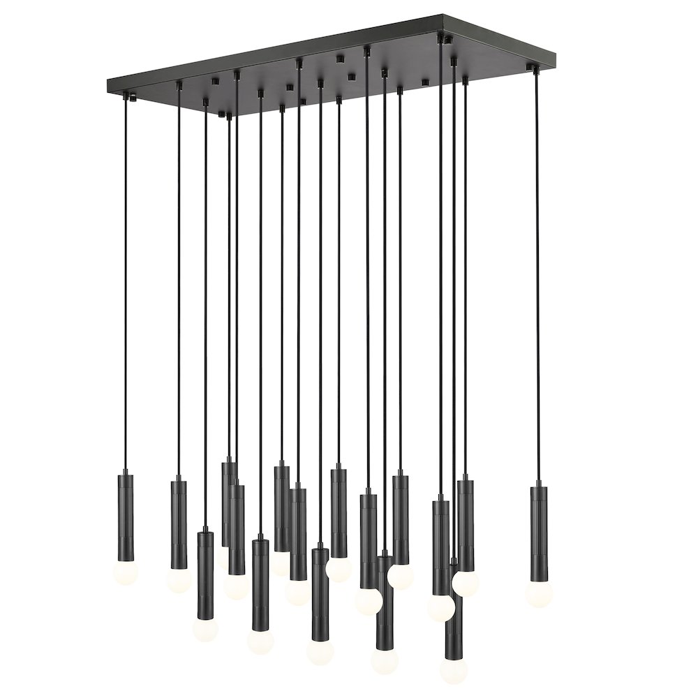 Z-Lite Stari 17 Light Linear Chandelier in Matte Black color, Steel frame. Picture 1