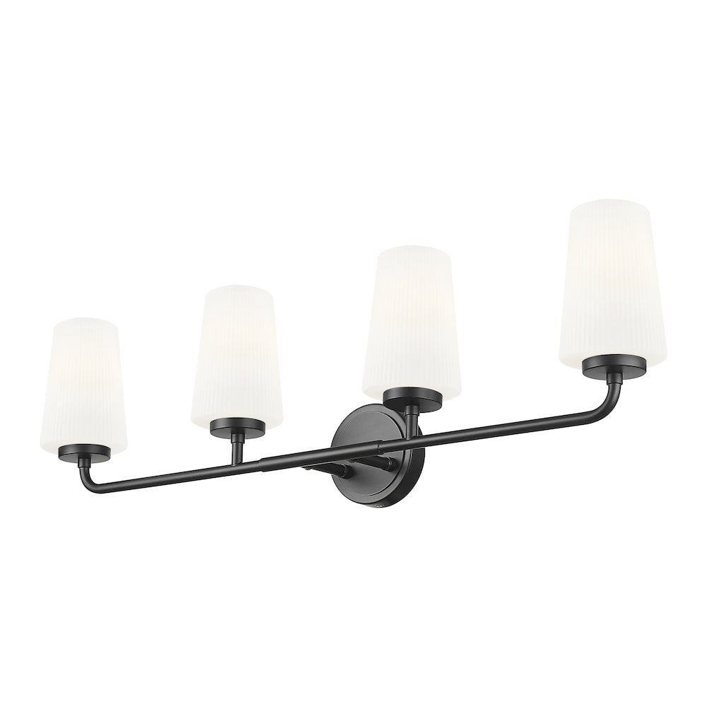 Z-Lite Montford 4 Light Vanity in Matte Black color, Steel frame. Picture 3
