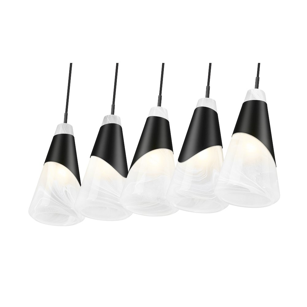 Z-Lite Aimie 5 Light Linear Chandelier, Matte Black. Picture 4