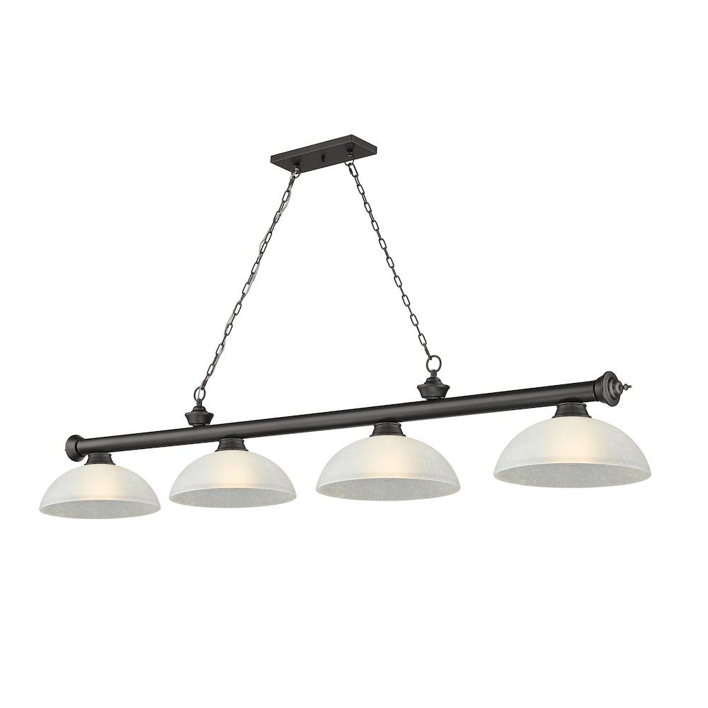 Z-Lite Cordon 4 Light Billiard, Steel Frame, White Linen Shade Color. Picture 1