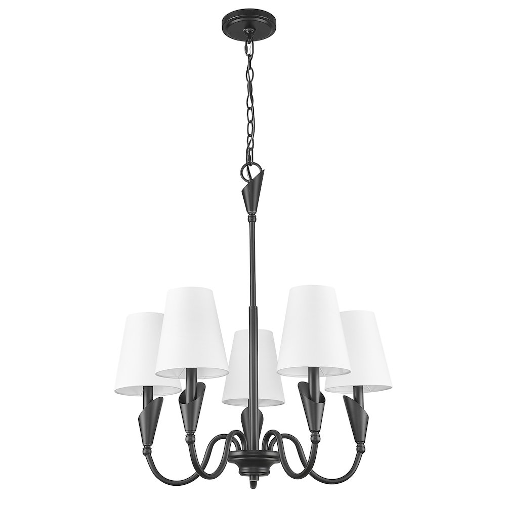 Z-Lite Claudelle 5 Light Chandelier in Matte Black color, Steel frame. Picture 5