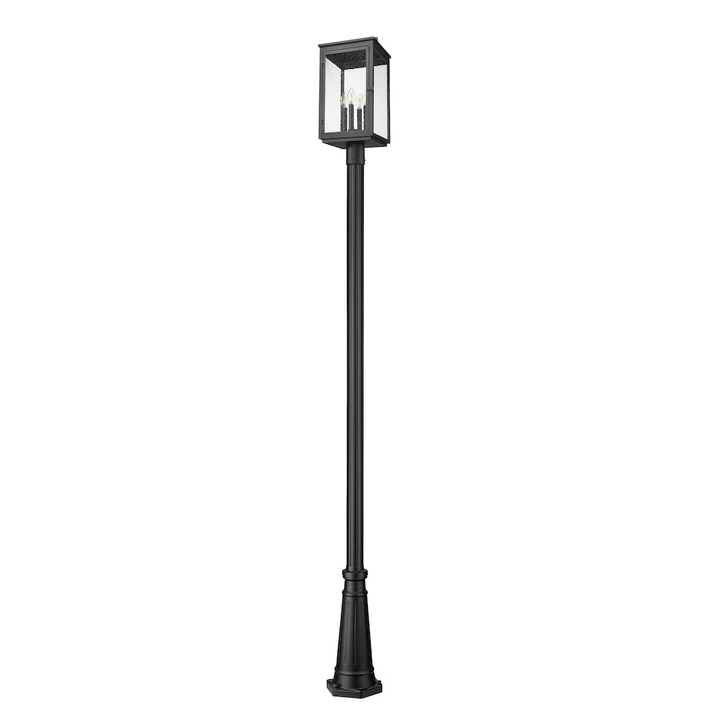Z-Lite Hartwell 4 Light Outdoor Post Mounted Fixture in Sand Black color. Picture 5