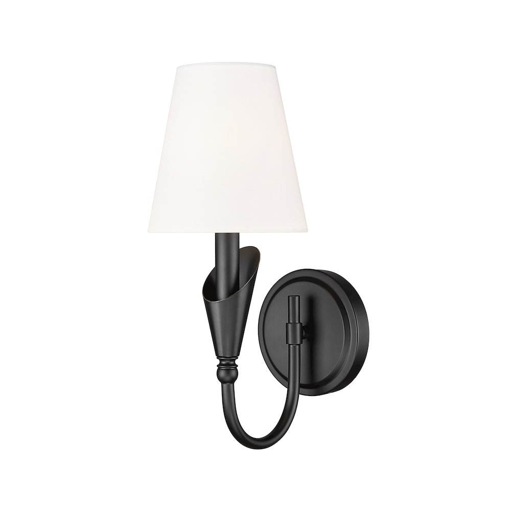 Z-Lite Claudelle 1 Light Wall Sconce in Matte Black color, Steel frame. Picture 1
