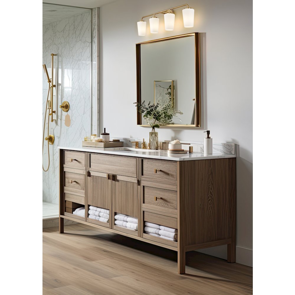 Z-Lite Montford 4 Light Vanity in Modern Gold color, Steel frame. Picture 6