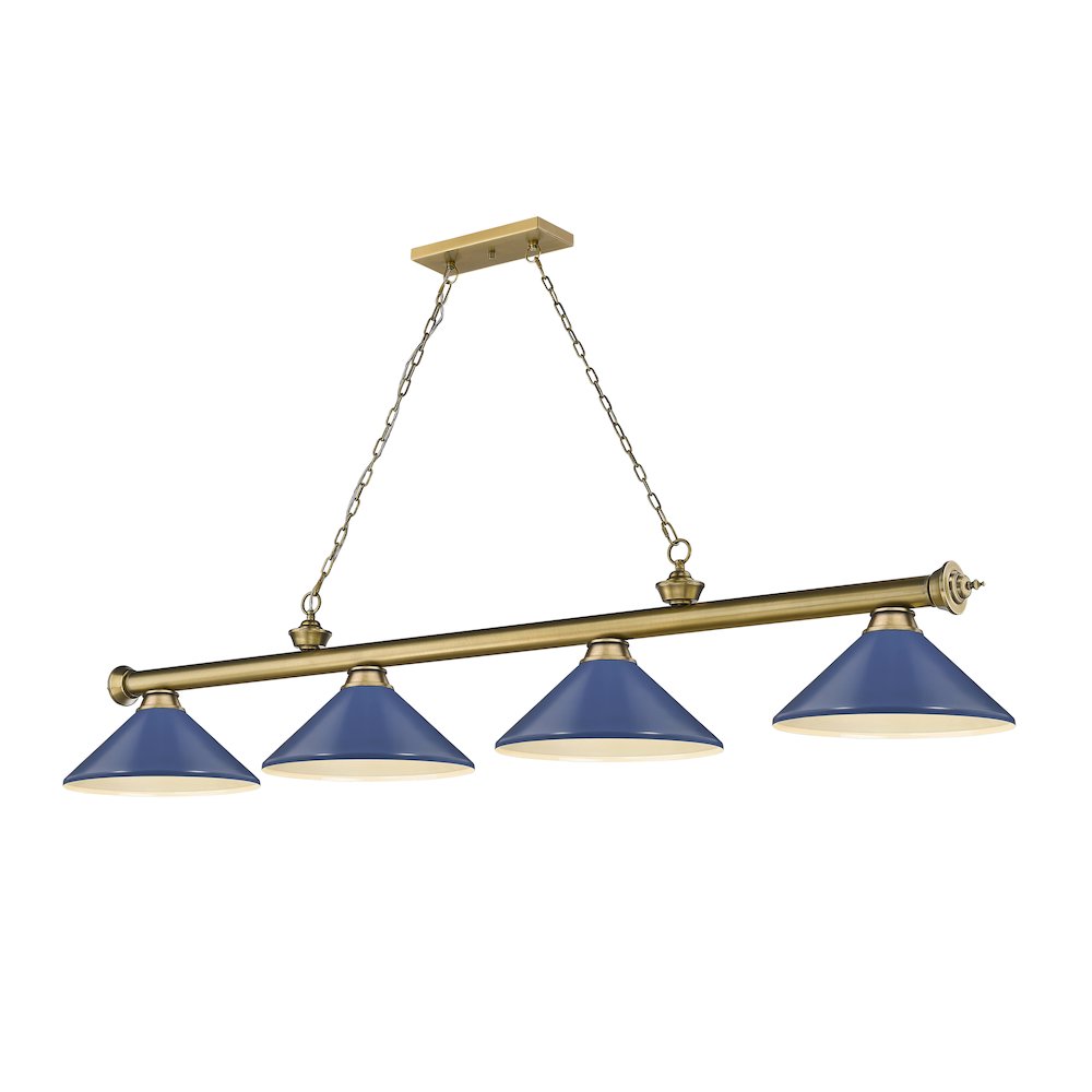 Z-Lite Cordon 4 Light Billiard, Steel Frame, Navy Blue Shade Color. Picture 1