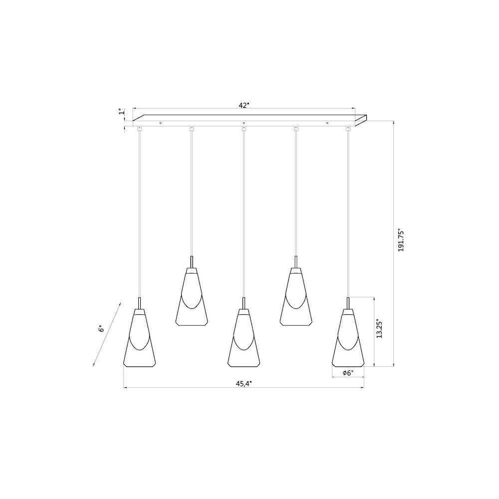 Z-Lite Aimie 5 Light Linear Chandelier, Brushed Nickel. Picture 8