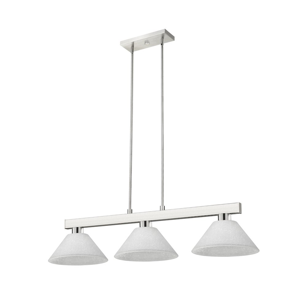 Z-Lite Cobalt 3 Light Billiard, Steel Frame, White Linen Shade Color. Picture 5