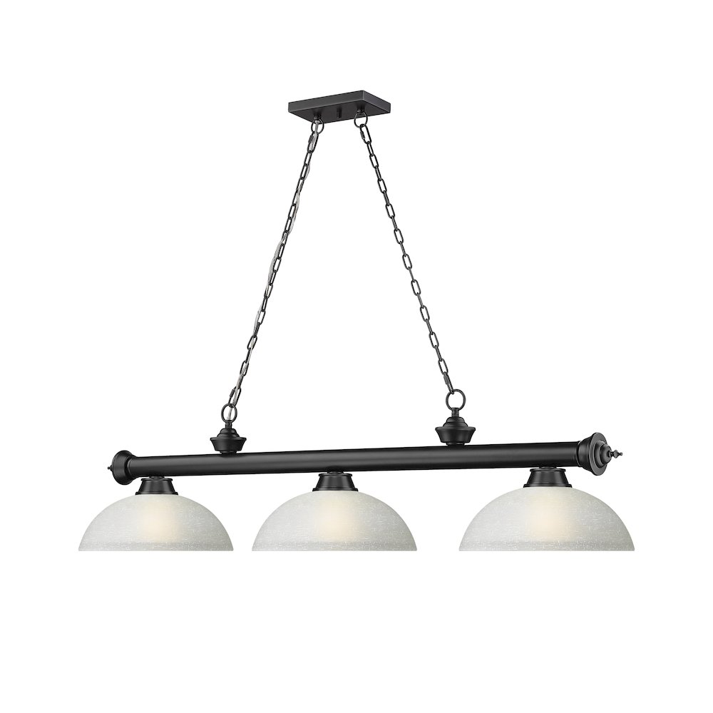 Z-Lite Cordon 3 Light Billiard, Steel Frame, White Linen Shade Color. Picture 3