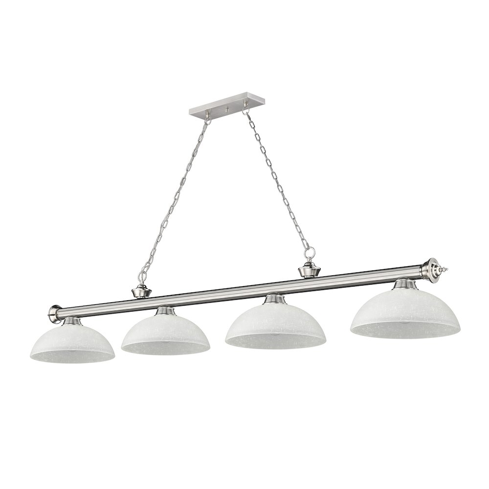Z-Lite Cordon 4 Light Billiard, Steel Frame, White Linen Shade Color. Picture 5