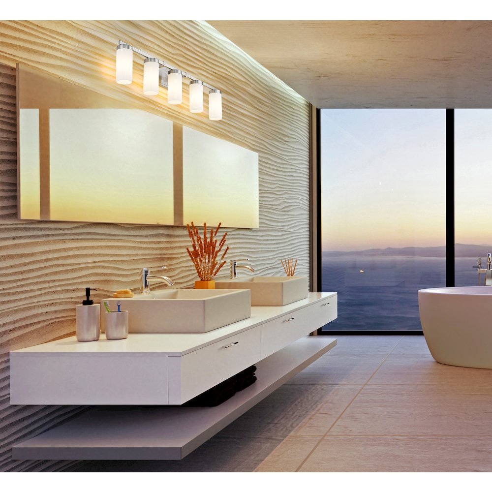 Z-Lite Danica 5 Light Vanity in Brushed Nickel color, Steel frame. Picture 6