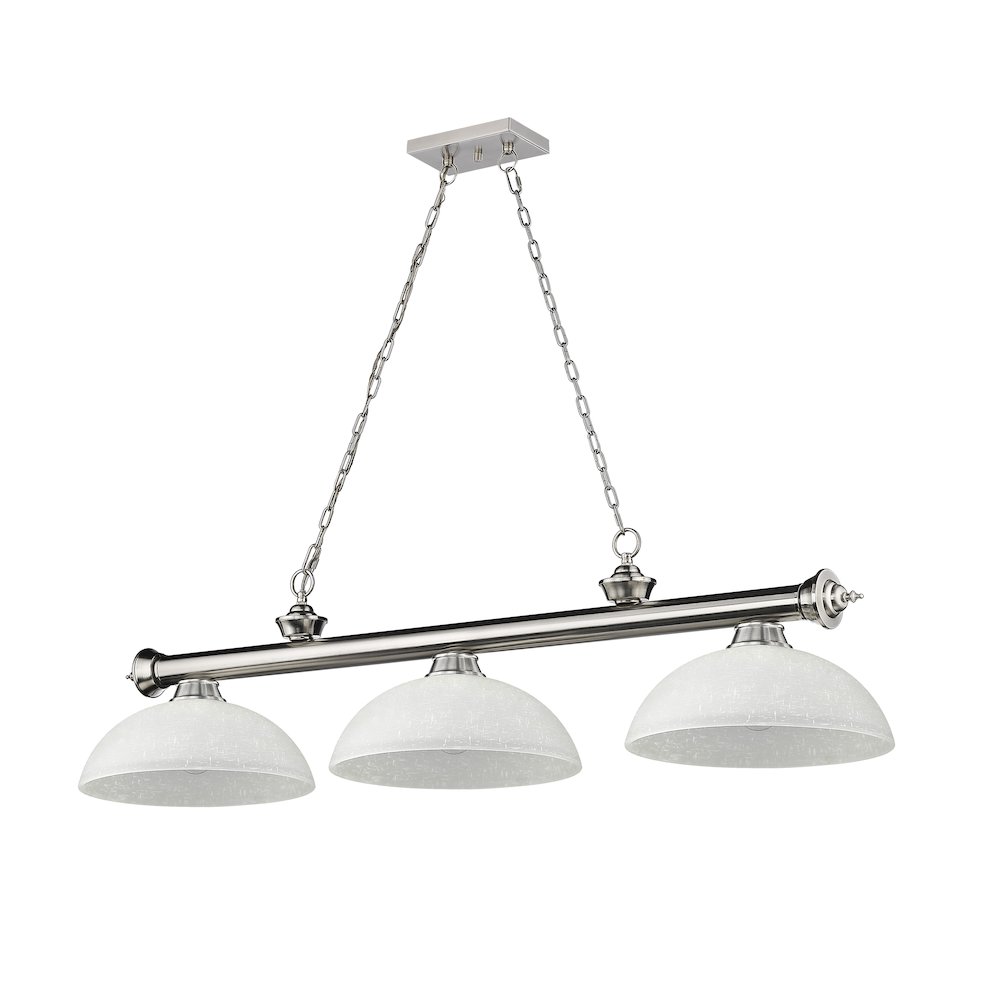 Z-Lite Cordon 3 Light Billiard, Steel Frame, White Linen Shade Color. Picture 5