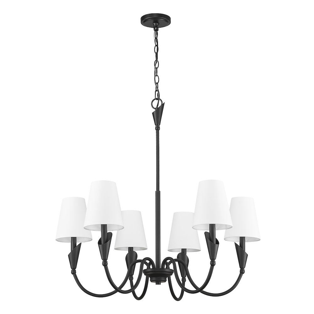 Z-Lite Claudelle 6 Light Chandelier in Matte Black color, Steel frame. Picture 5