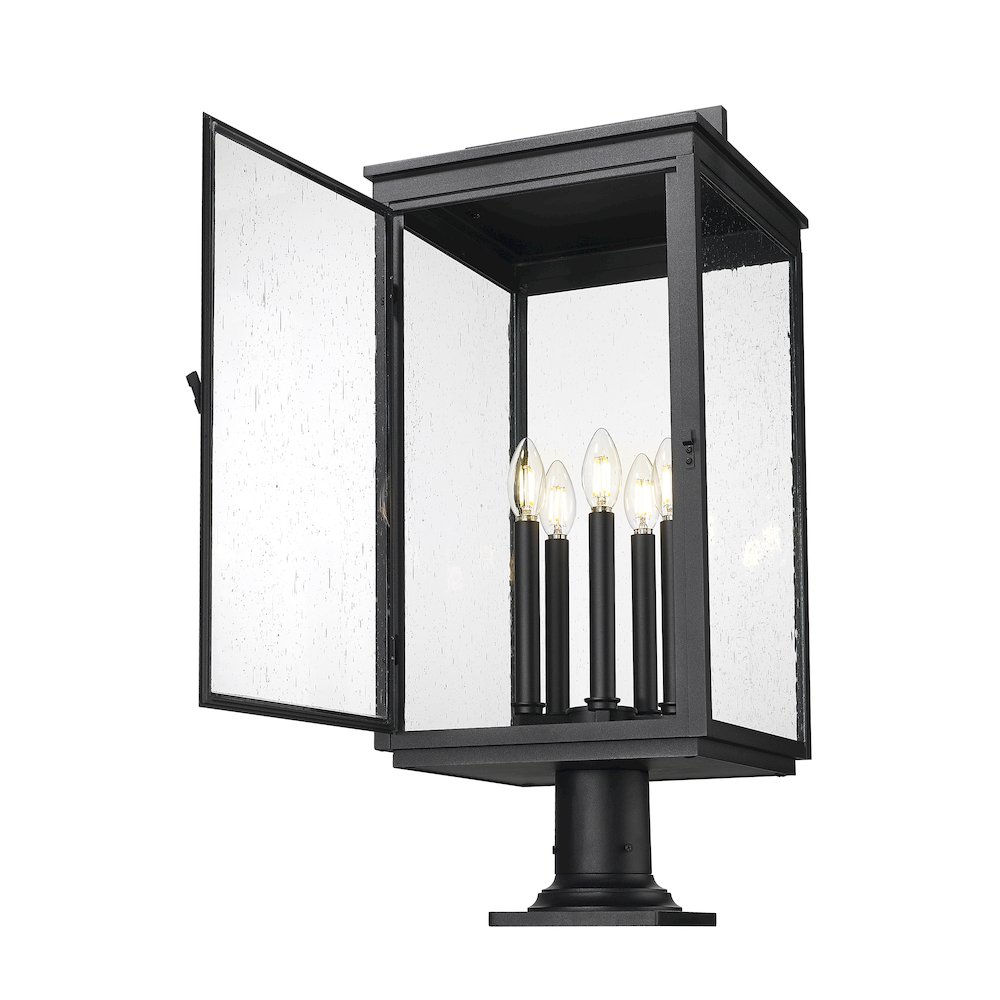 Z-Lite Hartwell 5 Light Outdoor Pier Mounted Fixture in Sand Black color. Picture 2