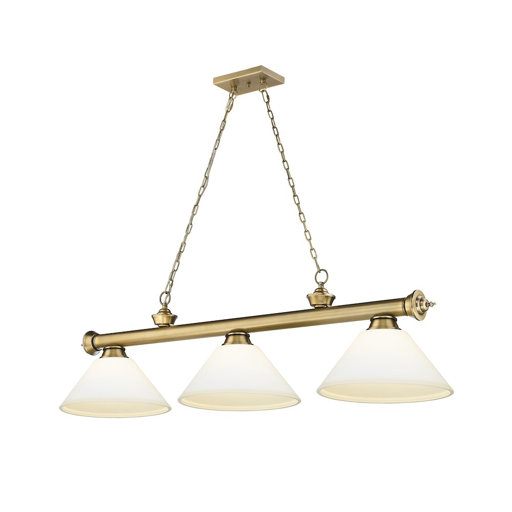 Z-Lite Cordon 3 Light Billiard, Steel Frame, Matte Opal Shade Color. Picture 1